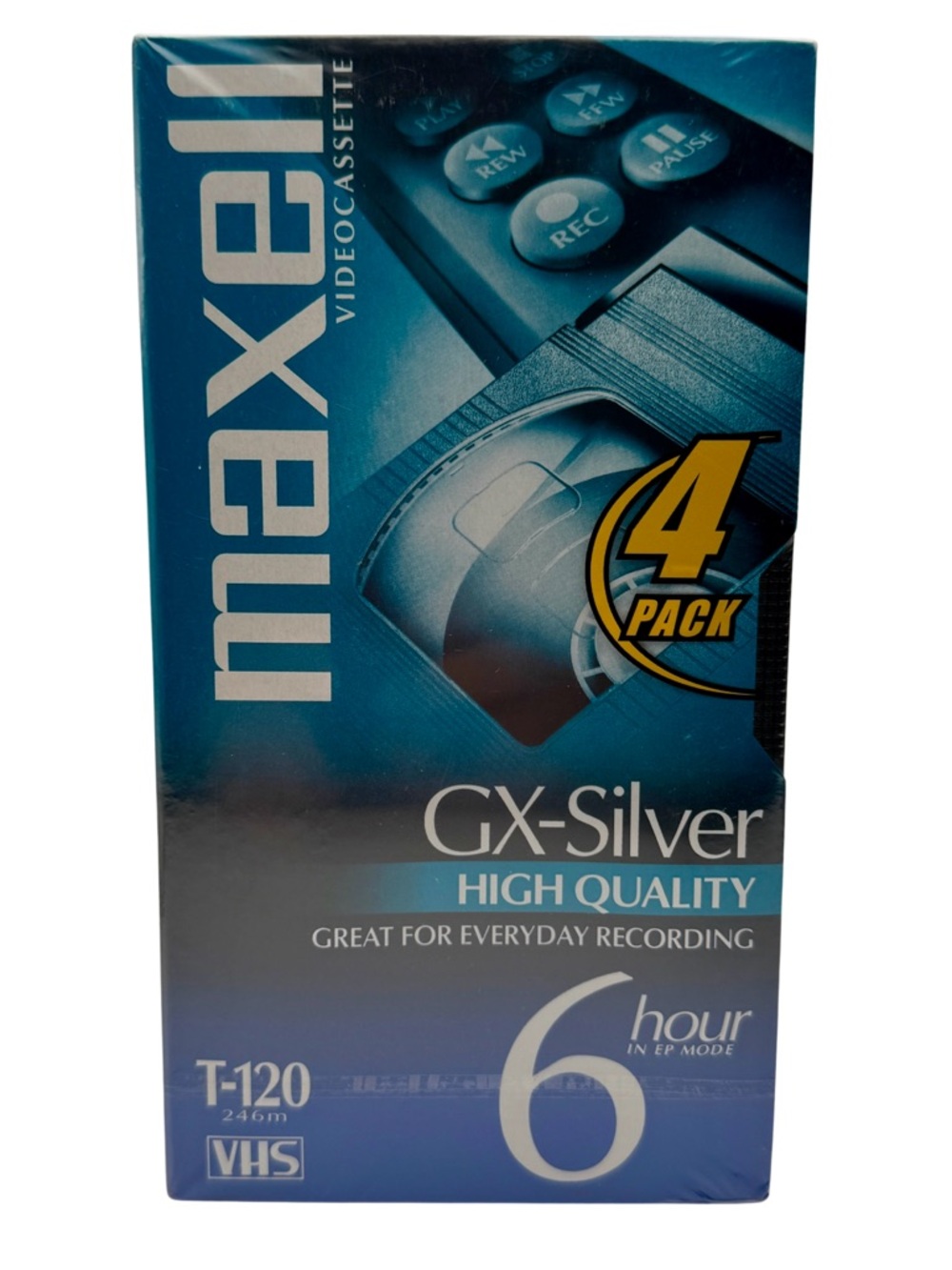 Maxell GX-Silver T-120 VHS 4 Pack New Sealed Blank Video Cassettes 6 Hour